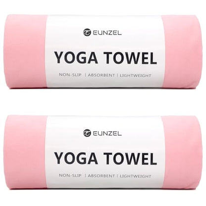 Eunzel 2 Pack Hot Yoga Towel Non Slip Yoga Mat Towel Non-Slip Sweat Absorbent Microfiber Towel for Hot Yoga, Pilates and Workout 72" x 26.5", Pink - color: Z-pink(2 Pack )