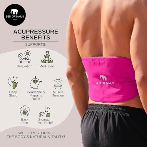 Bed of Nails Strap Original Bon Acupressure Design with 1848 Precision Nails, 15 x 8, Pink - color: Pink - Strap