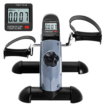Mini Exercise Bike, himaly Under Desk Bike Pedal Exerciser Portable Foot Cycle Arm & Leg Peddler Machine with LCD Screen Displays - color: Gray