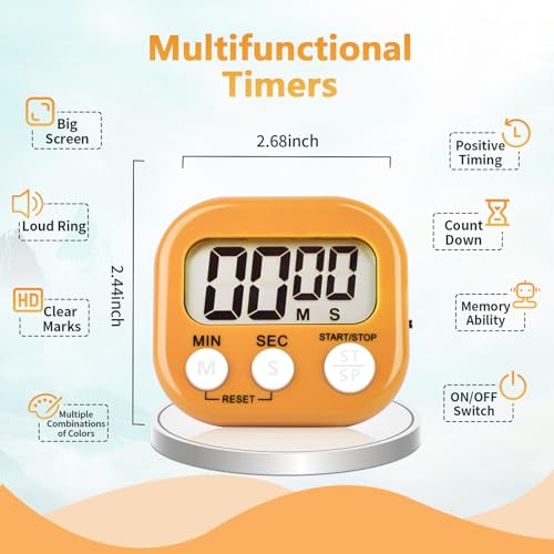 4 Pack Orange Digital Kitchen Timer Magnetic Digital Timer with Big Display Loud Ring Cooking Timers for Cooking, Game, Gym, Break Time, Classroom(4, Orange) - color: Orange