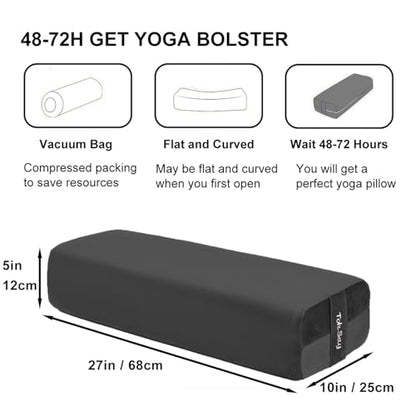 Rectangular Yoga Bolster Pillow for Restorative Yoga - color: Black