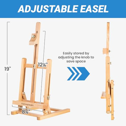 Basic H-Frame Tabletop Easel, Holding Canvas up to 12" High | Adjustable Beechwood Desktop Easel, Portable Painting Easel Stand for Beginners and Artists - style: 19'' H
