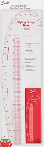 Dritz Styling Design Ruler, Curved and Straight Edge, Clear | For Sewing, Quilting, & Crafting Projects, 4-in-1 Ruler