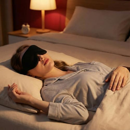 Sleep Mask 3D Contoured Black 1pc Eye Cover with Deep Cup Design Adjustable Strap Soft Touch Fabric for Night Rest Travel Naps Office Breaks and Daily Wind Down - color: Black