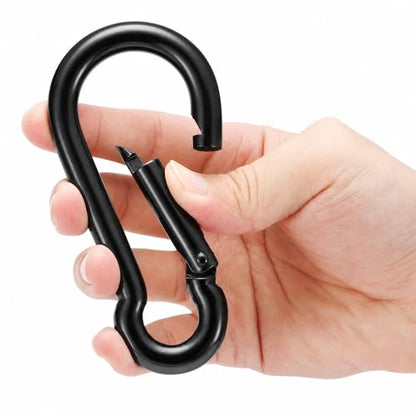 sprookber Stainless Steel Spring Snap Hook Carabiner - 304 Stainless Steel Caribeener Clips, Set of 6 - color: Black, size: 4 Inch