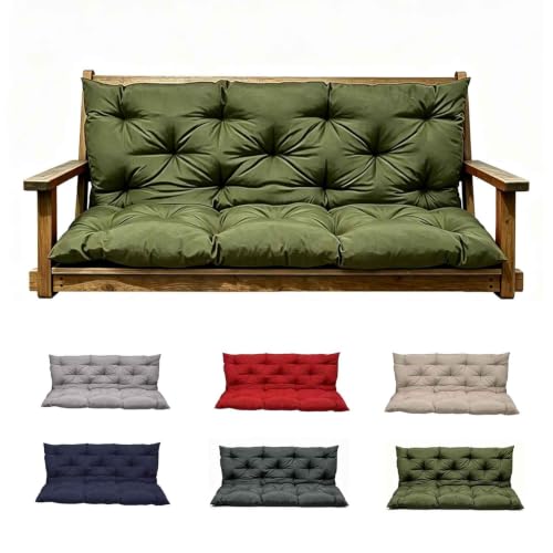 Porch Swing Cushions, Outdoor Swing Cushions 3 Seater Replacement with Backrest, Thickened Swing Cushion with Ties,Patio,Outdoor,Backyard and Garden - color: Dark Green, size: 47*40*4 inches