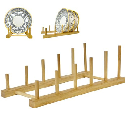 Plate Display Stands, 2 Pack 5-Slot Wooden Plate Holder Organizer | Sturdy Craft Show Display Stand for Art Prints, Book, Photo, Picture Frame, Plaque, Platter and Tabletop Decor - size: M-2 Pack