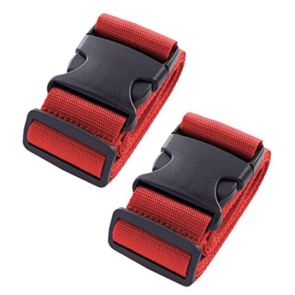 2pcs 74″×2″Luggage Straps for Suitcases,Adjustable Suitcase Straps and Heavy Duty Strap Buckle Packing Straps Travel Accessories,Red - color: Red 2PCS