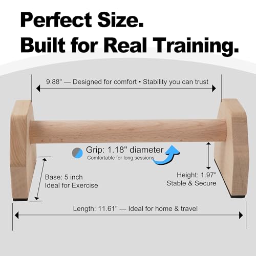 ProGrip Wooden Parallettes - Non-Slip Handstand Bars for Calisthenics