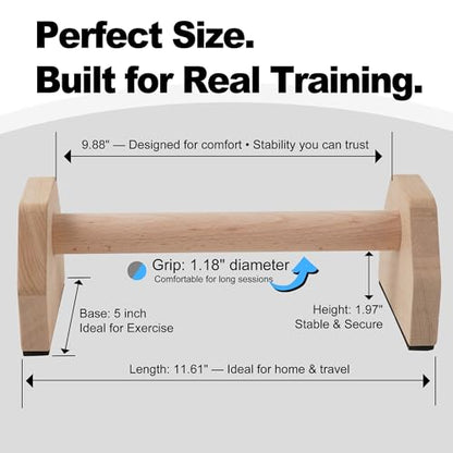 ProGrip Wooden Parallettes - Non-Slip Handstand Bars for Calisthenics