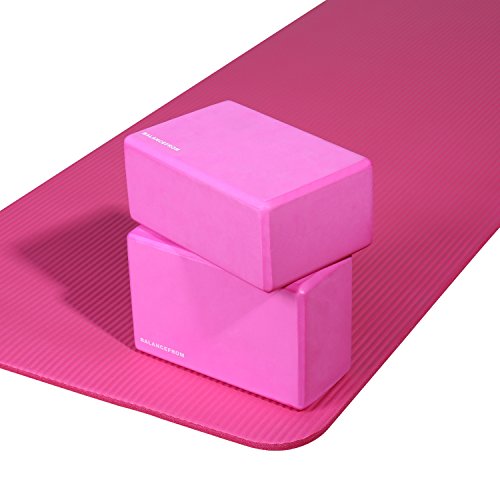 Fitvids Set of 2 High Density Yoga Blocks, 9"x6"x4" Each - color: Pink