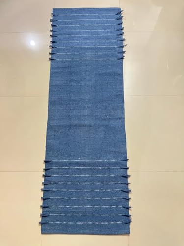 Payal Rugs Cotton Yoga Mat - Eco-Friendly Hand-Woven Rug - Non Slip & Thick (24”x72”x5mm) for Yoga Everyday Fitness at Home - Comfortable Extra-Long - color: Sky Blue