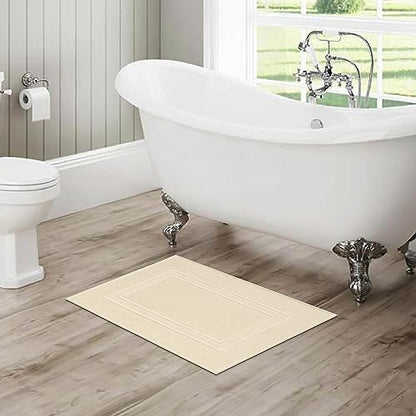 GLAMBURG Premium Cotton 20x32 inch 2-Pack Bath Mats - 100% Ringspun Cotton - Luxury Hotel & Spa Quality - 800 GSM - Durable Soft Highly Absorbent - Machine Washable - Ivory - color: Ivory