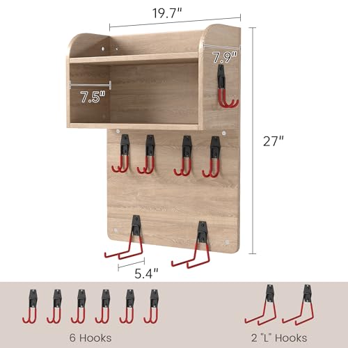 Wall Mount Yoga Mat Holder,Home Gym Organizer,Natural Oak | Robust Metal Wall Mount Yoga Mat Storage, Space-Saving Fitness Equipment Rack for Home and Garage Gym Organization - color: Natural Oak
