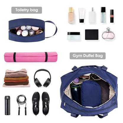 Ceneda 20" Gym Bag for Women with Wet Pocket & Shoe Compartment, Lightweight Duffel Waterproof Carry On Duffle for Travel, Yoga, Overnight (Navy Blue) - color: Navy Blue