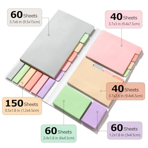 Hommie Sticky Notes Set, Divider Sticky Notes 410 Packs Planner Sticky Note Dividers Tabs for School Office Supplies, Book Notes,Bible Sticky Notes,Back to School Supplies - color: Colorful-morandi