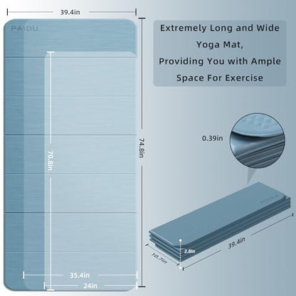 PAIDU Foldable Yoga Mat 10MM Thick 75‘’x40‘“ Quick Fold Easy Storage - color: Blue Gray