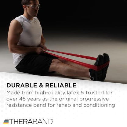 THERABAND Professional Resistance Band, Red Level 2 Medium, 5 ft Exercise | Portable, lightweight, latex. For desk, recovery, gym. Therapy, physical, fitness, strength. - color: Level 3 / Heavy - Red