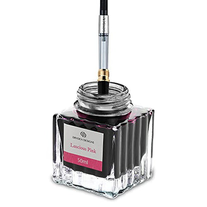 Fountain Pen Ink Bottle Luxury Edition, (Luscious Pink) Fountain Pen Bottled Ink. Compact Designed Bottle (Model: Smooth Flow 50ml) - color: Pink [Luscious Pink] Ink Bottle