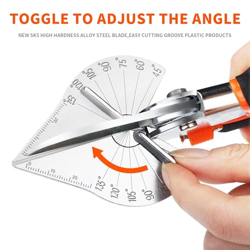 Miter Shears, 45-135 Degree Adjustable Angle Scissors, Quarter Round Cutter Tool with Spare SK5 Blades, Trunking Shears for Cutting PVC, Trim and Softwood Moulding (Not for Hardwood) - size: HD-3101 EU - Shears With Replacement Blades