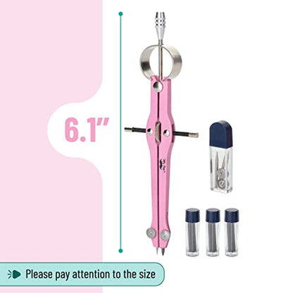 Mr. Pen- Professional Compass for Geometry, Extra Lead | Metal Compass Drawing Tool for Students, Drafting and Engineering, Technical Drawings, Circles and Geometry Projects - color: Pink