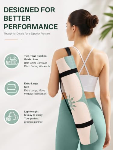 EaseUp Yoga Mat 73"x28"x0.4",10mm thick,Non Slip for Workout, Pilates - color: Green