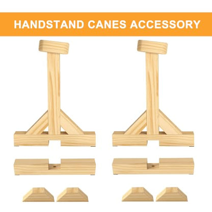 Wooden Handstand Canes for Balance Training, Stable Base Non-Slip Grip