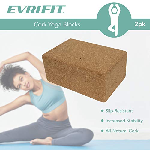 Cork Yoga Block, Solid Natural Cork Exercise Brick to Support and Improve Poses and Flexibility, Pack of 2