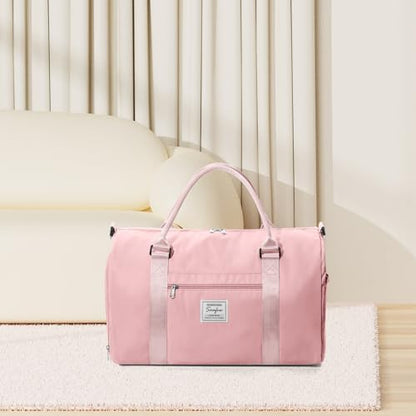 Gym Bag Womens Mens with Shoes Compartment and Wet Pocket Travel Duffel Bags for Women for Plane Sport Gym Tote Bags Swimming Yoga Small Waterproof Weekend Overnight Carry on Bag Hospital Holdalls - color: A7-Pink