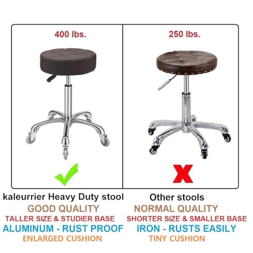 Kaleurrier Adjustable Stool with Rolling Wheels: Heavy Duty Swivel Chair - color: Brown