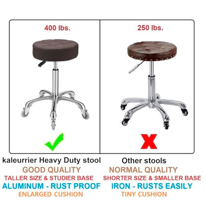 Kaleurrier Adjustable Stool with Rolling Wheels: Heavy Duty Swivel Chair - color: Brown