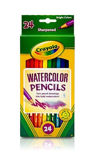 Crayola Watercolor Colored Pencils (24ct), Watercolor Paint Alternative, Watercolor Pencil Set for Kids, Art Supplies, Gift for Kids, 3+ | Pencil Set for Kids, Art Supplies, Gift for Kids, 3+