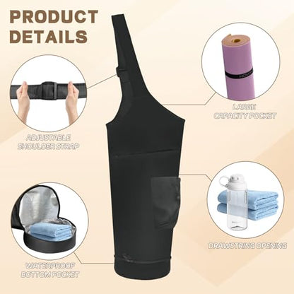 Yoga Mat Bag, Yoga Mat Carrier Fits Most Size Mats, Multi-Functional Tote With Pockets