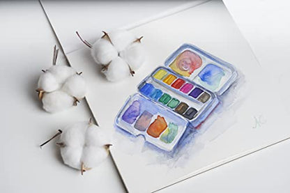 100% Cotton Watercolor Paper Block 140 lb - 4x6 in Cold Pressed 20 Sheets | Professional Grade Water Color Paper, Acid-Free Archival, Dual Texture Surfaces, Warp-Free Block Binding, Gouache & Wet-Media - size: 4"x6" Albert Card