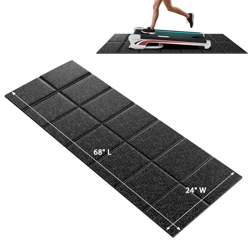 CIIHI Foldable Rubber Treadmill Mat - Walking Pad Mats for Home Fitness - Bike Gym Mat in High Resilience, Floor Protector with Non-Slip Texture, Easy to Clean