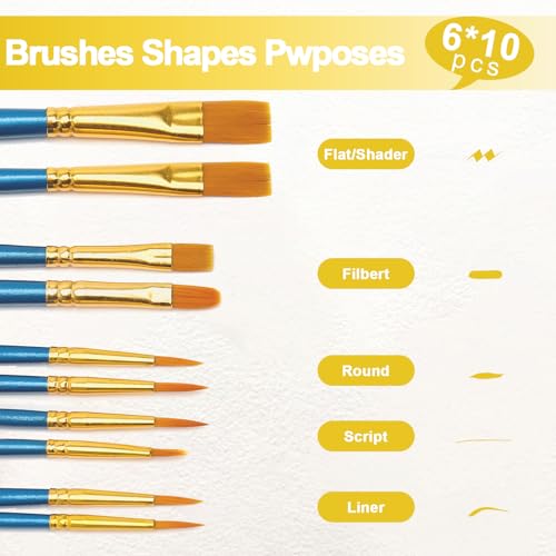 Mini Easels 12 Pack, Small Easels for Painting 24cm/9 Inch, Folding Design, Small Easel with 12 Palettes and 60 Brushes, Suitable for Outdoor Painting Party