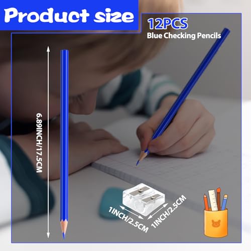 12 Pack Blue Colored Pencils for Kids, Pre-sharpened Art Pencils Back to School Supplies Set, Drawing Sketching Pencils for Students, Teachers, Classroom - color: blue