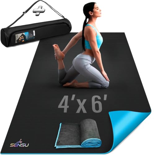 Sensu Large Yoga Mat for Men and Women – Extra Thick Non-Slip Yoga Mat with High Grip Surface for Hot Yoga, Pilates, Stretching, Meditation, and Floor Workouts – Durable Exercise Mat for Home or Studio (Multiple Sizes) - size: 6' x 4' x 9mm