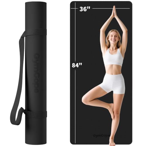 Extra Large Yoga Mat – 72"x48" or 78"x57", 1/4"–1/2" Thick Mat for Women & Men, TPE Non-Slip Pilates Mat for Home Gym, Yoga, Stretching, Meditation - color: Black, size: 84x36x1/4inch