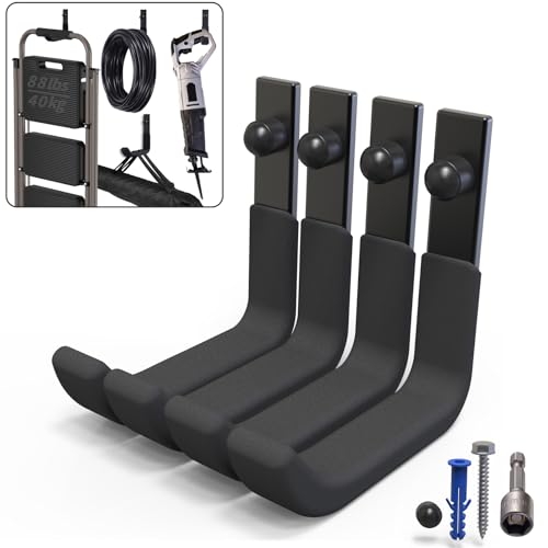 차고 보관 후크 4팩, 10.2cm(4인치) 벽 마운트 사다리 행거 - size: 4 Pack (4 inch)