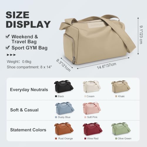 Womens Mini Gym Bag with Shoe Compartment 20L, Khaki - color: Khaki