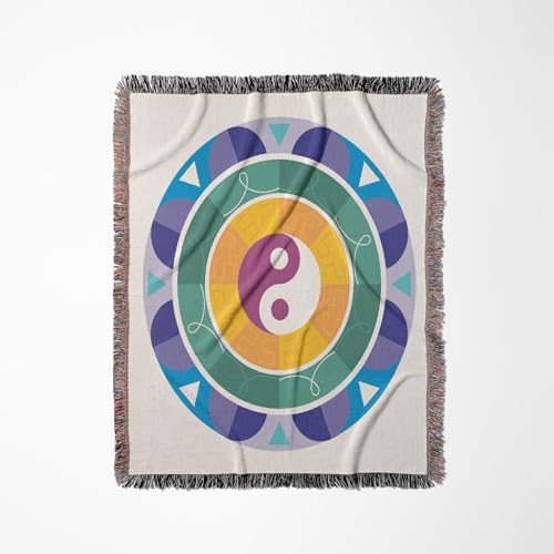 3dRose Yin Yang Colorful Background Symbol Sign Balance Meditation Woven Blanket
