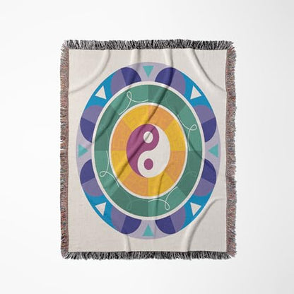 3dRose Yin Yang Colorful Background Symbol Sign Balance Meditation Woven Blanket