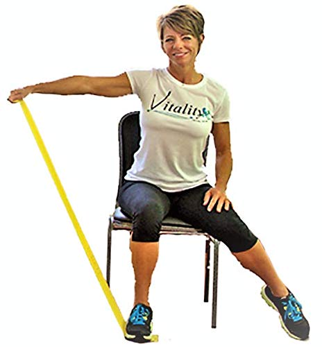 Vitality 4 Life with Curtis Adams Senior Resistance Band: 가벼운 저항, 더 긴 길이 + 지침 가이드(한글이 아닐 수 있음). 라텍스 프리. 운동, 스트레칭, 물리 치료