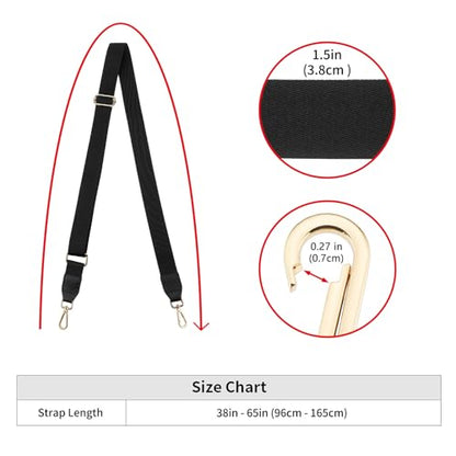 ZOOEASS Wide Shoulder Strap (Solid),Adjustable Replacement Belt Crossbody Canvas Bag Handbag - color: Black Gold Leather