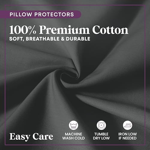 CirclesHome Pillow Protectors 2 Pack Queen Zippered - 100% Cotton Breathable Pillowcases - Protects Pillows from Dirt, Dust and Debris (Queen- Set of 2 - 20x30) - color: 4 - Dark Grey, size: Queen (20 x 30 inches) - Set of 2