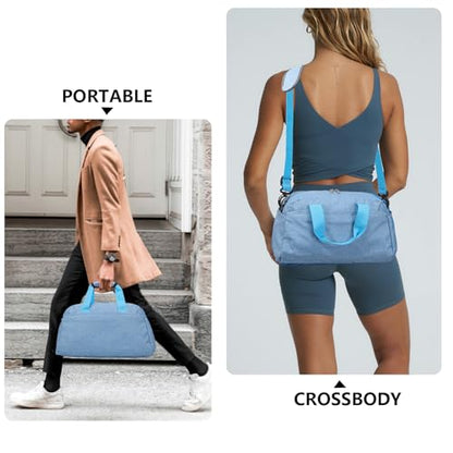14 inch Small Gym Bag for Women & Men, Mini Duffel Bag for Travel Sports Lightweight Carry On Bag (Light Blue) - color: Light Blue