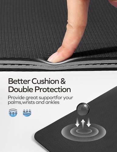 Ewedoos Eco Friendly Yoga Mat Thick TPE Yoga Mat Non Slip Yoga Mats Anti-tear Exercise Workout Mat for Women Men Kids Yoga, Pilates and Fitness - color: Black Yoga Mat