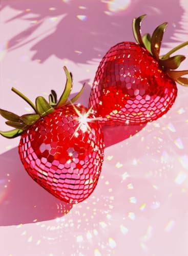 AIBOERL Strawberry Diamond Art Kits for Adults,Strawberry 5D Diamond Painting Kits for Adults Beginners,DIY Full Round Drill Diamond Dot Painting Gem Art Kits for Adult, Home Wall Decor 12x16Inch - color: DP02723