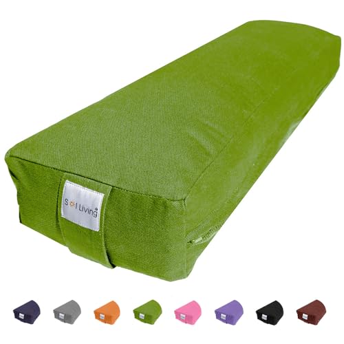 Pranayama Yoga Bolster Meditation Pillow - color: Green, size: Rectangular 26" x 8" x 5"